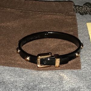 Michael Kors Black + Gold Studded Buckle Bracelet